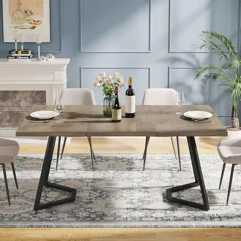 Modern Dining Table, White Faux Marble Small Kitchen Table for Family