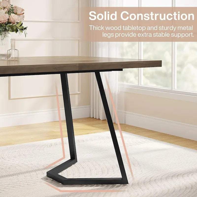 Modern Dining Table, White Faux Marble Small Kitchen Table for Family