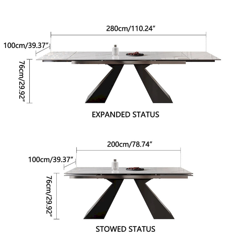 Modern Minimalist 6 - Person Sintered Stone Extendable Dining Set