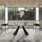 Modern Minimalist 6 - Person Sintered Stone Extendable Dining Set