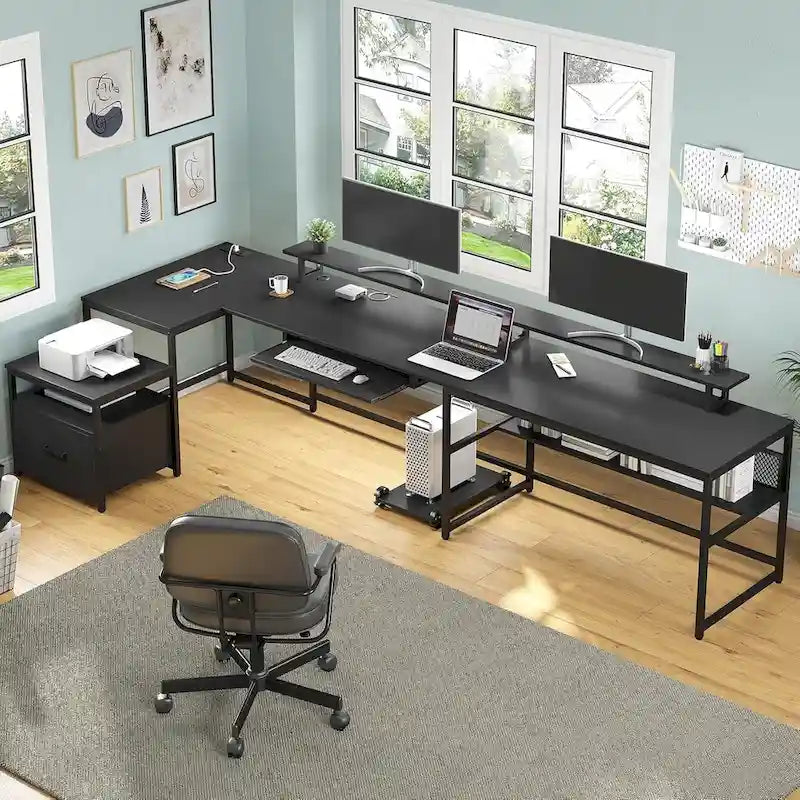 U Shaped Computer Desk L Shaped Gaming Desk File Drawer