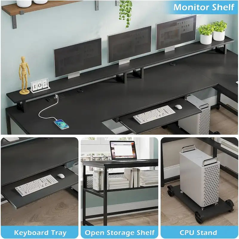 U Shaped Computer Desk L Shaped Gaming Desk File Drawer