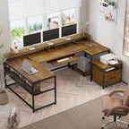 U Shaped Computer Desk L Shaped Gaming Desk File Drawer