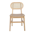 Woven Back Wood Framed Cane Rattan Chairs with Wood Seats - 2 Pack