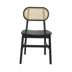 Woven Back Wood Framed Cane Rattan Chairs with Wood Seats - 2 Pack