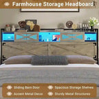 Farmhouse Bed Frame Storage Headboard Sliding Barn Door