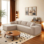 HOOOWOOO Modern L-Shaped Sectional Sofa Corduroy Upholstery Couch with Pillows