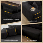 HOOOWOOO Modern L-Shaped Sectional Sofa Corduroy Upholstery Couch with Pillows