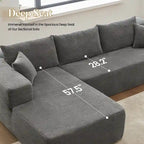 HOOOWOOO Modern L-Shaped Sectional Sofa Corduroy Upholstery Couch with Pillows
