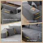 HOOOWOOO Modern L-Shaped Sectional Sofa Corduroy Upholstery Couch with Pillows
