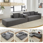 HOOOWOOO Modern L-Shaped Sectional Sofa Corduroy Upholstery Couch with Pillows
