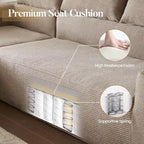 HOOOWOOO Modern L-Shaped Sectional Sofa Corduroy Upholstery Couch with Pillows