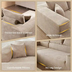 HOOOWOOO Modern L-Shaped Sectional Sofa Corduroy Upholstery Couch with Pillows