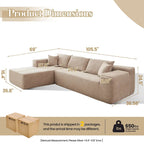 HOOOWOOO Modern L-Shaped Sectional Sofa Corduroy Upholstery Couch with Pillows