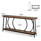 70.9 Inch Extra Long Narrow Sofa Console Table with Metal Frame for Entryway Living Room