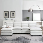 [VIDEO provided][New]109.8*55.9 Modern U-shaped Sectional Sofa with Waist Pillows,6-seat Upholstered Symmetrical Sofa Furniture