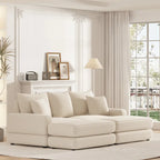 86.6Inch Corduroy 3-seater sofa With 3 back pillows , 2 toss pillows and two ottoman ,Comfy Sofa- Deep Seat Couch for Living Roo