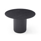 Tavolo da pranzo rotondo nero, tavolo da pranzo con base artigianale in MDF