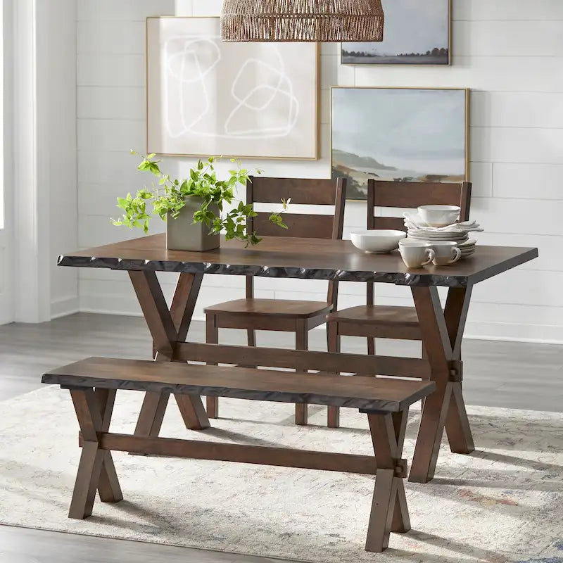 Set da pranzo Simple Living Mandeville 4 pezzi in legno massello con panca