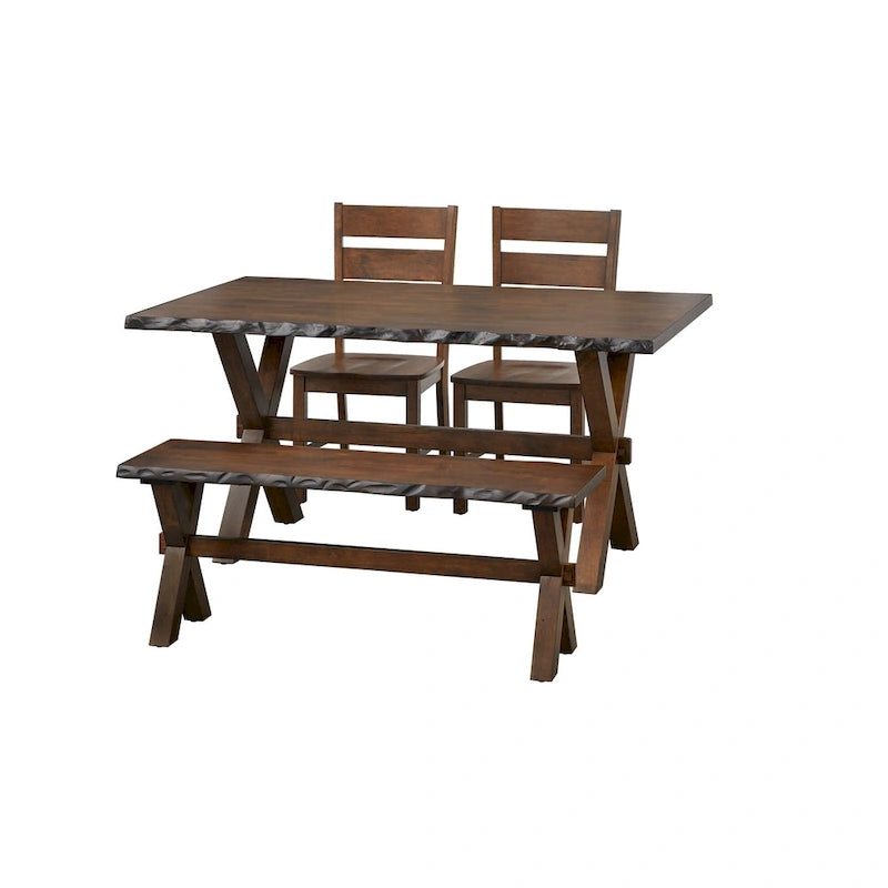 Set da pranzo Simple Living Mandeville 4 pezzi in legno massello con panca