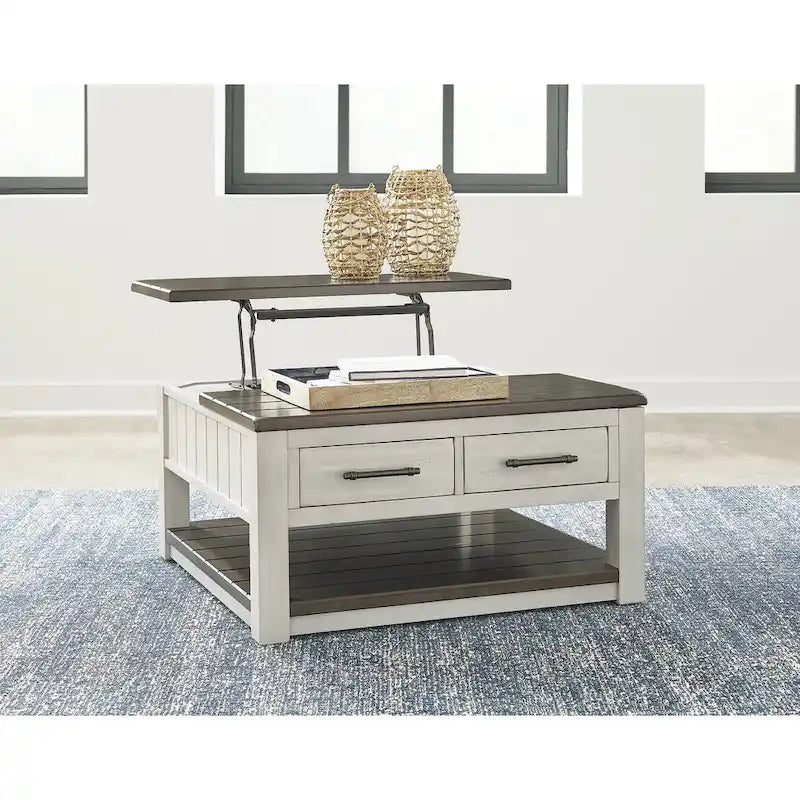 Signature Design by Ashley Darborn Gray/Brown Lift-Top Coffee Table - 35.5W x 35.5D x 19.38H