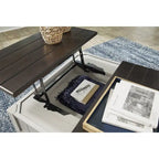 Signature Design by Ashley Darborn Gray/Brown Lift-Top Coffee Table - 35.5W x 35.5D x 19.38H