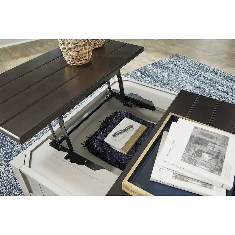 Signature Design by Ashley Darborn Gray/Brown Lift-Top Coffee Table - 35.5W x 35.5D x 19.38H