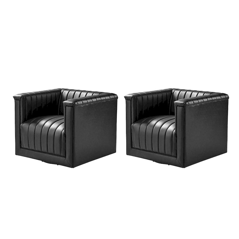 Set di 2 Poltrone Girevoli a Botte Esteban in Pelle Moderna con Rivestimento HULALA HOME