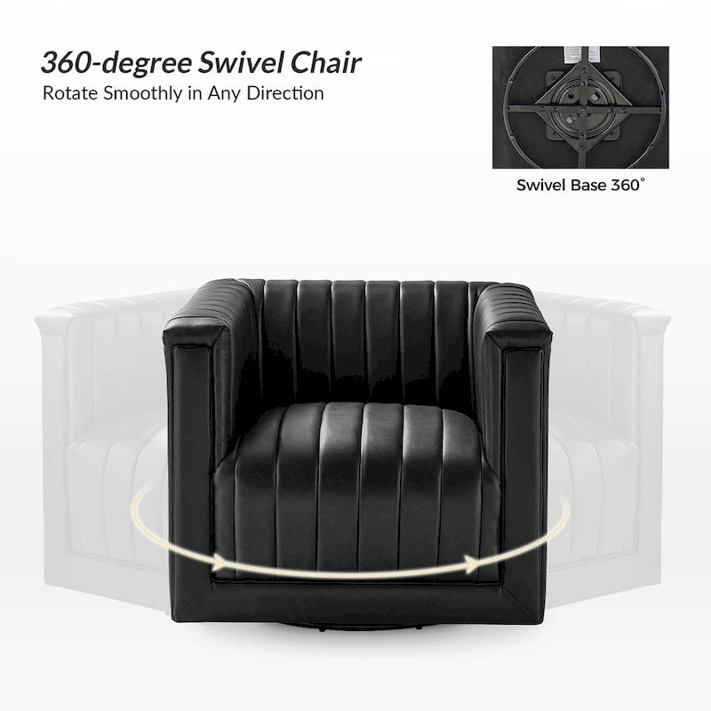 Set di 2 Poltrone Girevoli a Botte Esteban in Pelle Moderna con Rivestimento HULALA HOME