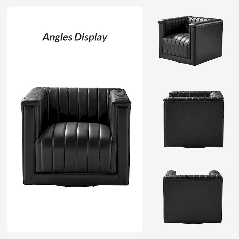 Set di 2 Poltrone Girevoli a Botte Esteban in Pelle Moderna con Rivestimento HULALA HOME