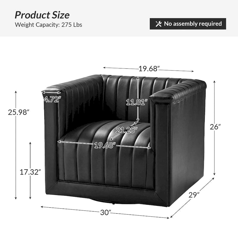 Set di 2 Poltrone Girevoli a Botte Esteban in Pelle Moderna con Rivestimento HULALA HOME