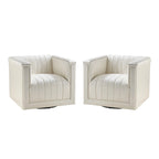 Set di 2 Poltrone Girevoli a Botte Esteban in Pelle Moderna con Rivestimento HULALA HOME