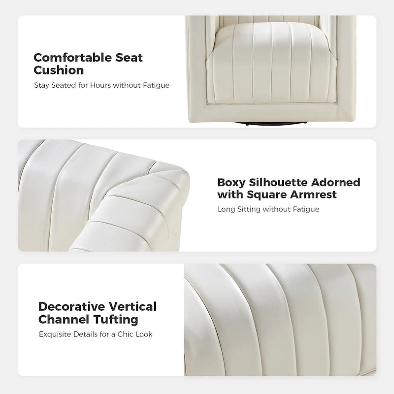 Set di 2 Poltrone Girevoli a Botte Esteban in Pelle Moderna con Rivestimento HULALA HOME