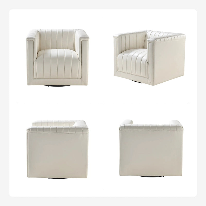 Set di 2 Poltrone Girevoli a Botte Esteban in Pelle Moderna con Rivestimento HULALA HOME