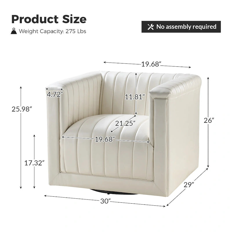 Set di 2 Poltrone Girevoli a Botte Esteban in Pelle Moderna con Rivestimento HULALA HOME