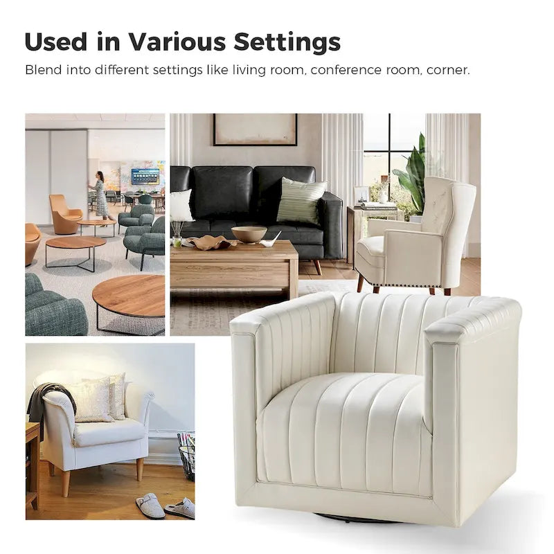 Set di 2 Poltrone Girevoli a Botte Esteban in Pelle Moderna con Rivestimento HULALA HOME