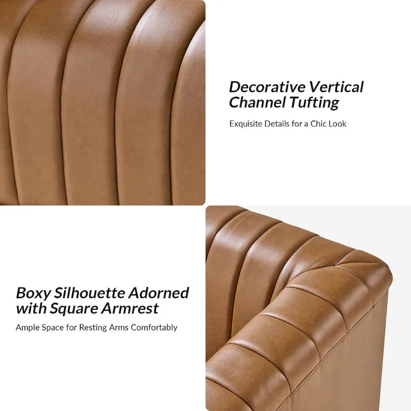 Set di 2 Poltrone Girevoli a Botte Esteban in Pelle Moderna con Rivestimento HULALA HOME
