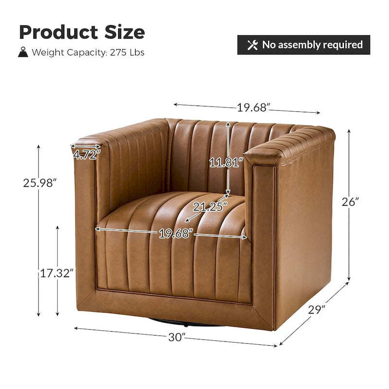 Set di 2 Poltrone Girevoli a Botte Esteban in Pelle Moderna con Rivestimento HULALA HOME