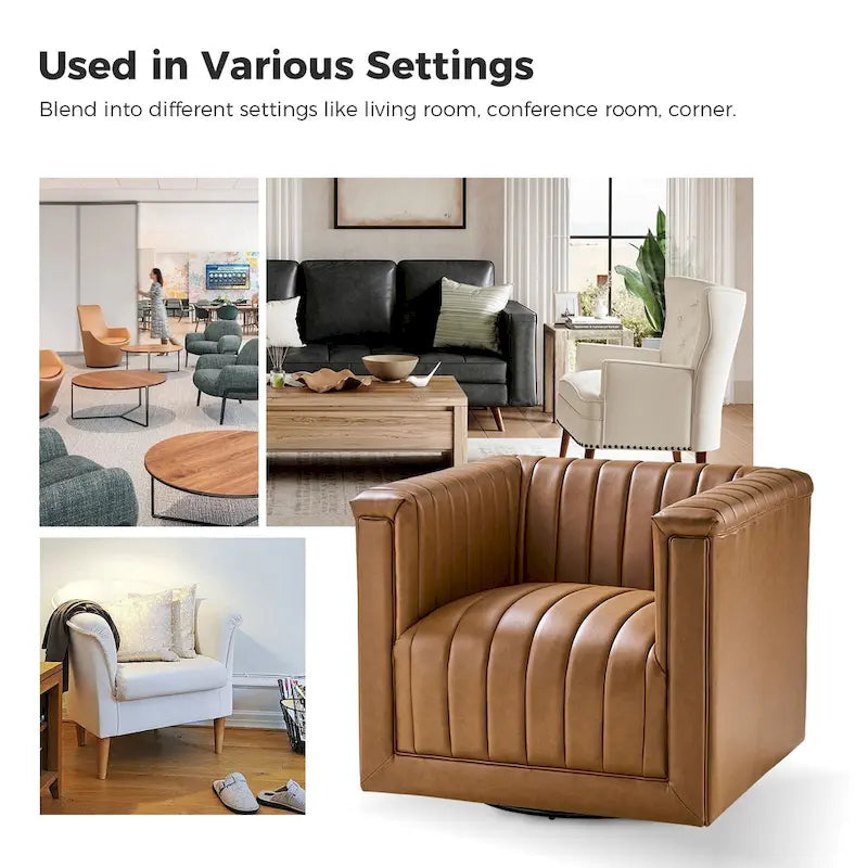 Set di 2 Poltrone Girevoli a Botte Esteban in Pelle Moderna con Rivestimento HULALA HOME