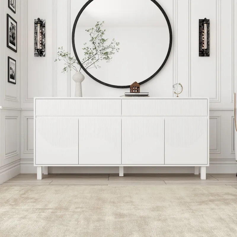 Mobiletto basso bianco con 4 ante e 2 cassetti - 63W x 29.7H