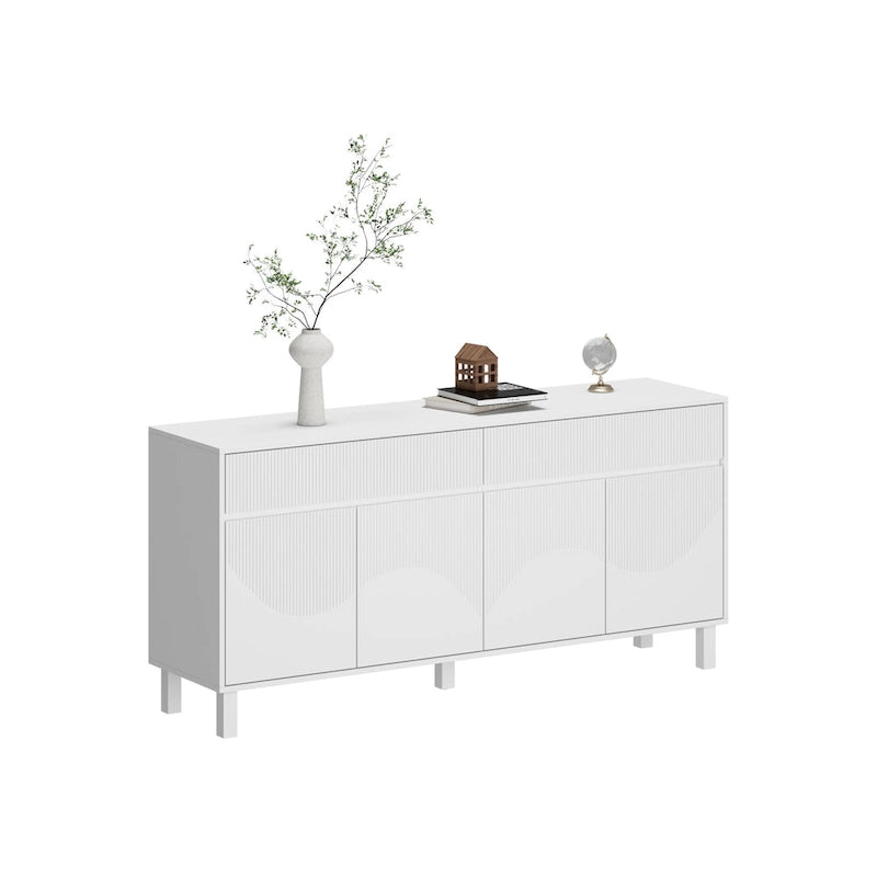 Mobiletto basso bianco con 4 ante e 2 cassetti - 63W x 29.7H