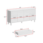 Mobiletto basso bianco con 4 ante e 2 cassetti - 63W x 29.7H