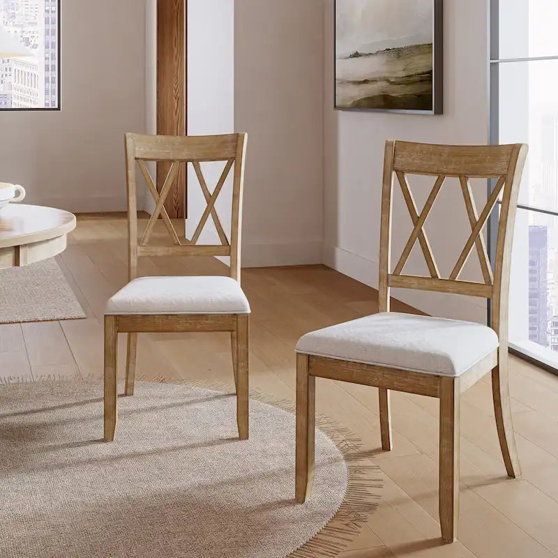 Sedia da pranzo Alma Farmhouse in legno massello naturale (set di 2) di HULALA HOME