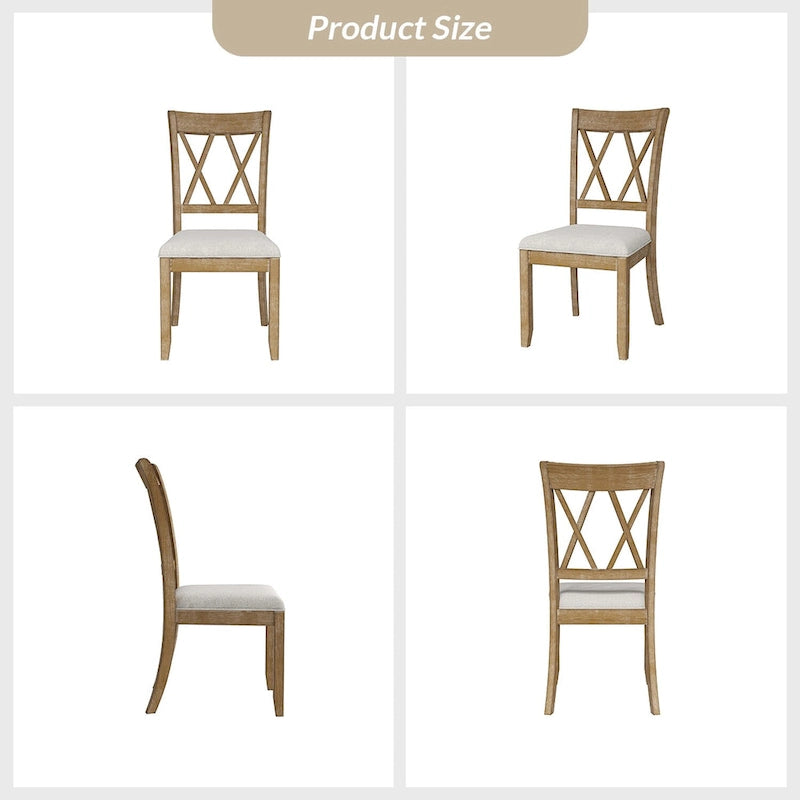 Sedia da pranzo Alma Farmhouse in legno massello naturale (set di 2) di HULALA HOME