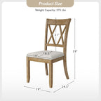 Sedia da pranzo Alma Farmhouse in legno massello naturale (set di 2) di HULALA HOME
