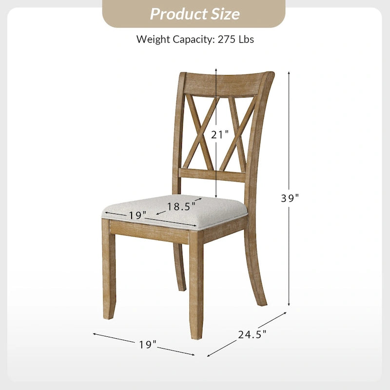 Sedia da pranzo Alma Farmhouse in legno massello naturale (set di 2) di HULALA HOME