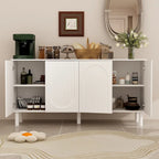 Mobile credenza bianco con gambe in pino - Credenza contenitore da 160,5 cm