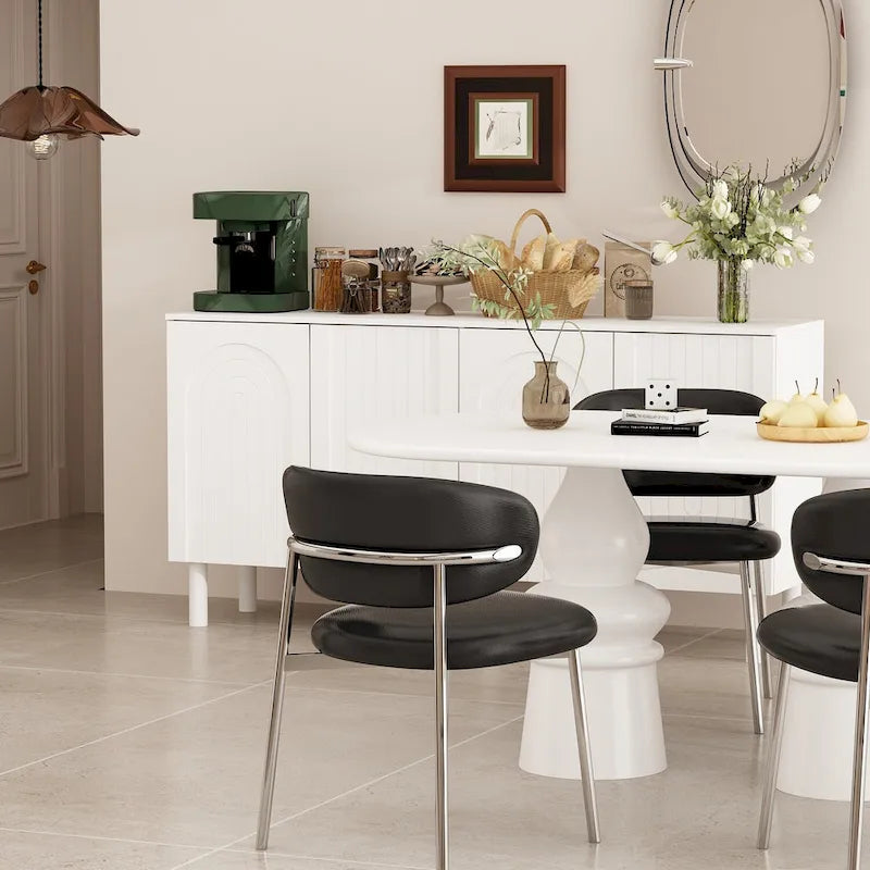 Mobile credenza bianco con gambe in pino - Credenza contenitore da 160,5 cm