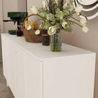 Mobile credenza bianco con gambe in pino - Credenza contenitore da 160,5 cm