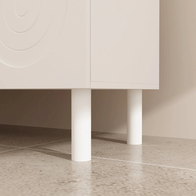 Mobile credenza bianco con gambe in pino - Credenza contenitore da 160,5 cm